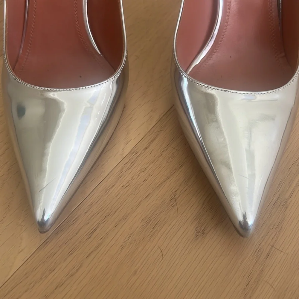 Amina Muaddi silver Ami mirror pump - Picture 3 of 6